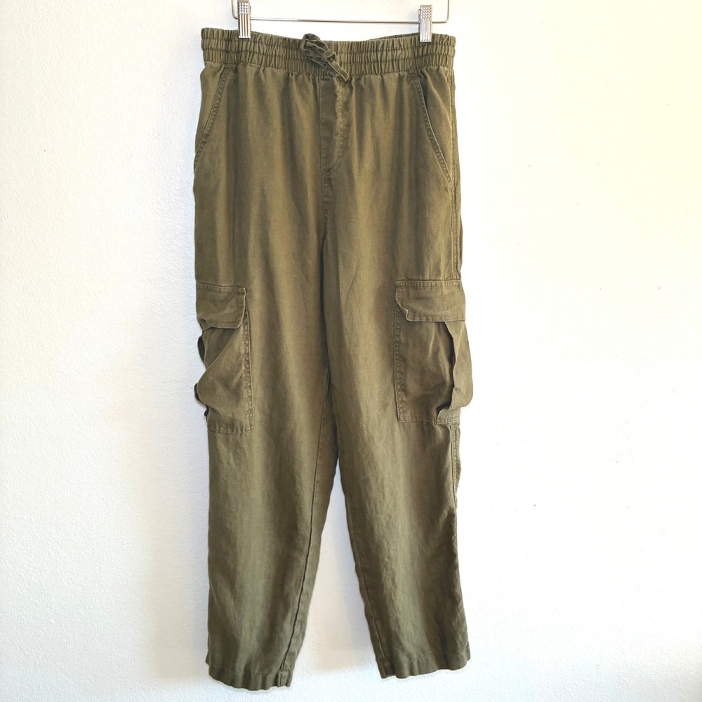 Cotton On Linen Cargo Pants Women Small Olive Green Utility Minimalist Gorpcore